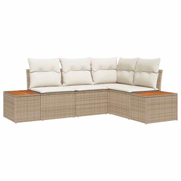 vidaXL Set Divano da Giardino 4 pcs Beige e Crema Polyrattan