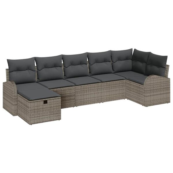 vidaXL Set di divani con cuscino 7 pcs Grigio polyrattan