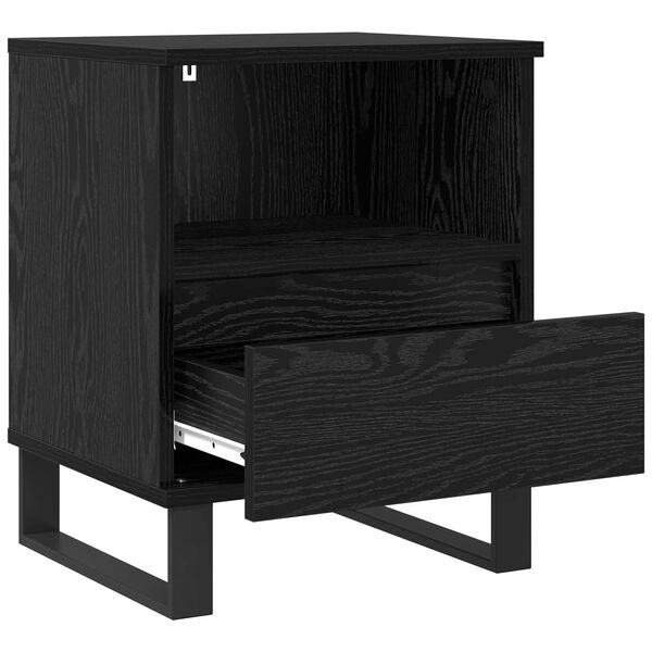 vidaXL Armadietto per letto con cassetto Rovere Nero 40 x 35 x 50 cm