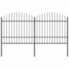 vidaXL Recinzione da Giardino con Punta a Lancia in Acciaio 337x175 cm Nero