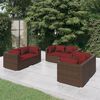 vidaXL Set Divani da Giardino 6 pz con Cuscini in Polyrattan Marrone