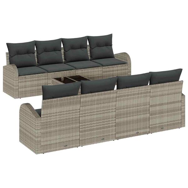 vidaXL Set Divano da Giardino Grigio chiaro 55 x 55 x 37 cm polyrattan