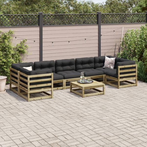 vidaXL Set Divani da Giardino 8 pz in Legno Impregnato di Pino