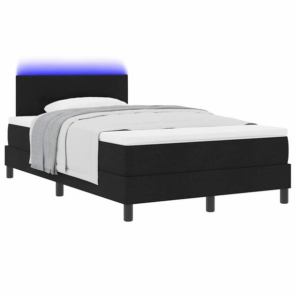 vidaXL Letto a molle con materasso con led Nero 120 x 190 cm Tessuto