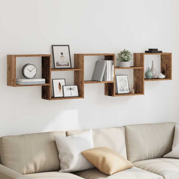 vidaXL Mensola a Cubo da Parete 5 Scomparti Truciolato Legno Antico
