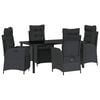vidaXL Set da Pranzo per Giardino 5 pz Nero polyrattan