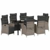 vidaXL Set da Pranzo per Giardino con cuscino 7 pcs Grigio polyrattan