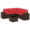 vidaXL Set Divani da Giardino 6 pz con Cuscini Marrone in Polyrattan