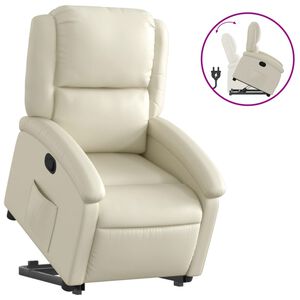 vidaXL Poltrona Alzapersona Reclinabile Crema in Similpelle