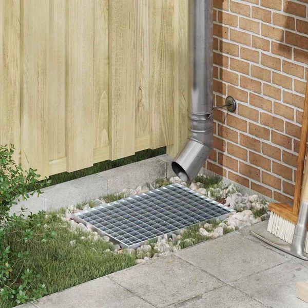 vidaXL Grata Argento 50 x 35 x 2 cm Acciaio Zincato a Caldo