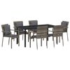 vidaXL Set da Pranzo per Giardino con cuscino 7 pcs Grigio polyrattan