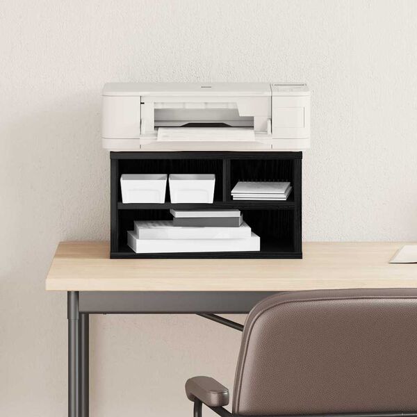 vidaXL Supporto per Stampante Rovere Nero 40 x 32 x 22,5 cm