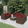 vidaXL Set Divani da Giardino 7 pz con Cuscini in Polyrattan Marrone