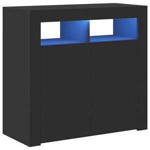 vidaXL Credenza con Luci LED Nera 80x35x75 cm
