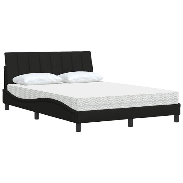 vidaXL Letto con Materasso Hanko Nero 140x190 cm in Tessuto