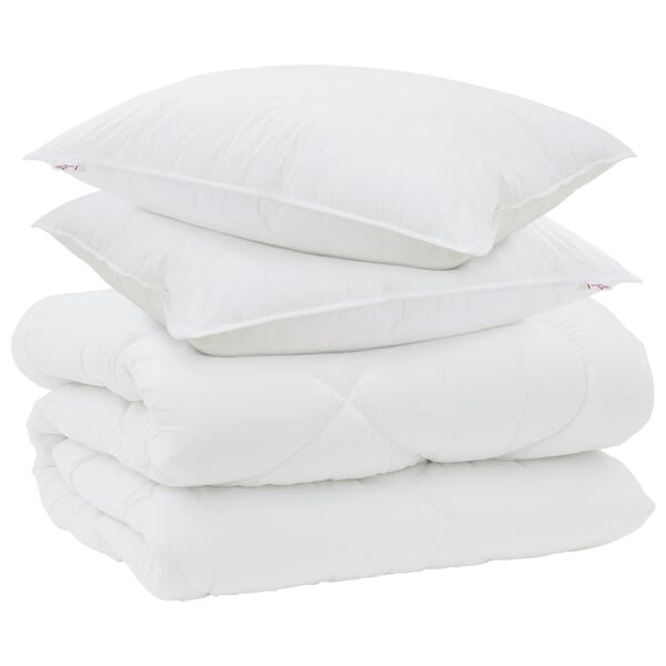 vidaXL Duvet Invernale con cuscino 3 pcs Bianco Microfibra