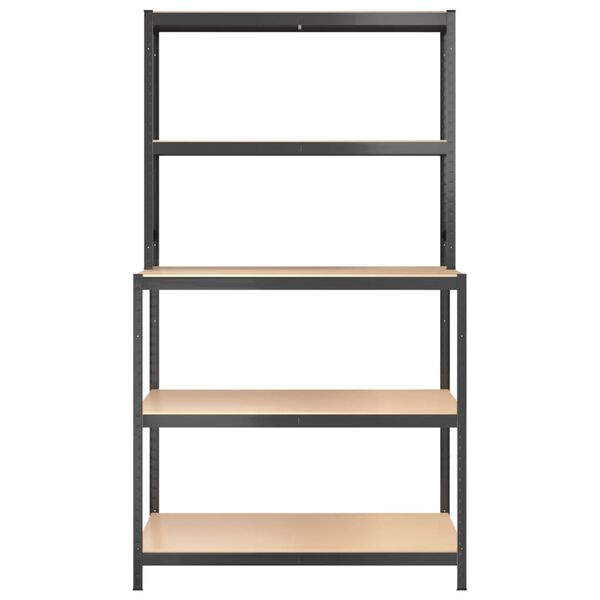 vidaXL Tavolo Lavoro 5Ripiani Antracite in Acciaio e Legno Multistrato