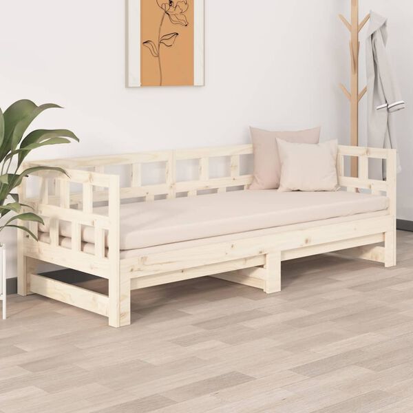 vidaXL Dormeuse Estraibile in Legno Massello di Pino 2x(80x200) cm