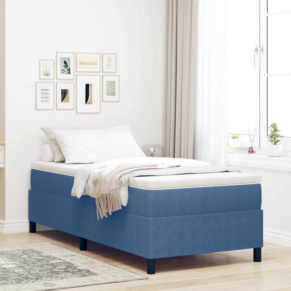 vidaXL Letto a molle Blu e Bianco 100 x 200 cm Tessuto in Cords
