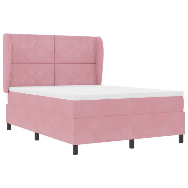 vidaXL Letto a molle con materasso Rosa 200 x 160 cm Velluto