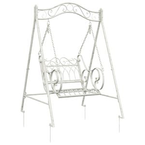 vidaXL Panchina a Dondolo Acciaio 113 x 121,5 x 168 cm Bianco Antico