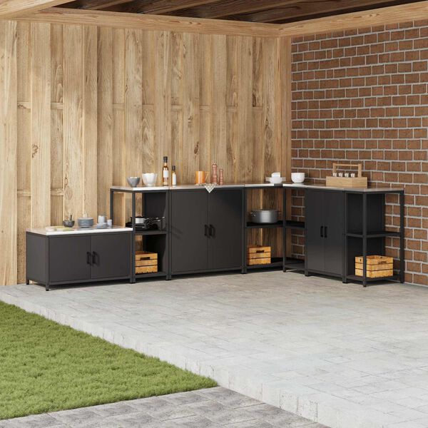vidaXL Stoccaggio in cucina Nero 60 x 50 x 92 cm Acciaio