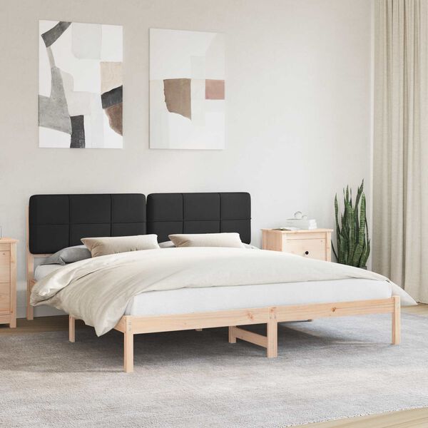 vidaXL Letto con Testiera Rivestita Nero 180 x 200 cm Pino massello