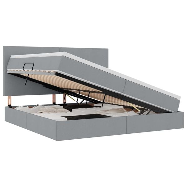 vidaXL Letto con contenitore e materasso Grigio chiaro 200 x 200 cm