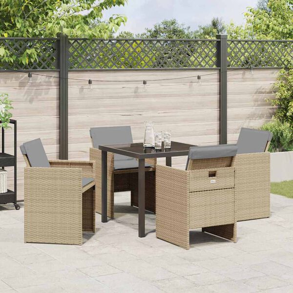 vidaXL Set da Pranzo per Giardino 5 pcs Beige polyrattan