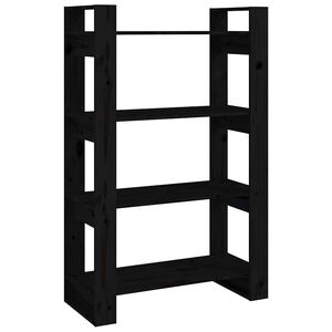vidaXL Libreria/Divisorio Nero 80x35x125 cm in Legno Massello di Pino