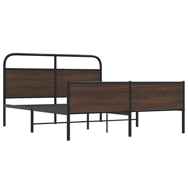 vidaXL Giroletto senza Materaso in Metallo Rovere Marrone 160x200 cm