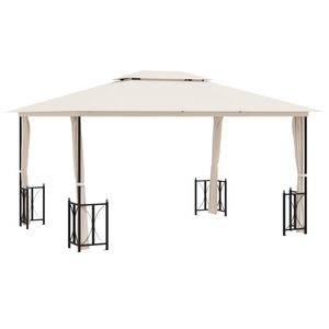 vidaXL Gazebo con Teli Laterali e Doppio Tetto 3x4 m Crema