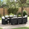 vidaXL Set da Pranzo per Giardino con cuscino 9 pcs Nero polyrattan