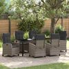 vidaXL Set da Pranzo per Giardino con cuscino 7 pcs Grigio polyrattan