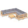 vidaXL Set Divani da Giardino 9 pz con Cuscini Grigi Massello di Pino