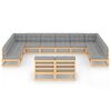 vidaXL Set Divani Giardino 12 pz con Cuscini in Legno Massello di Pino