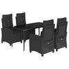 vidaXL Set da Pranzo da Giardino 5 pz Nero con Cuscini in Polyrattan
