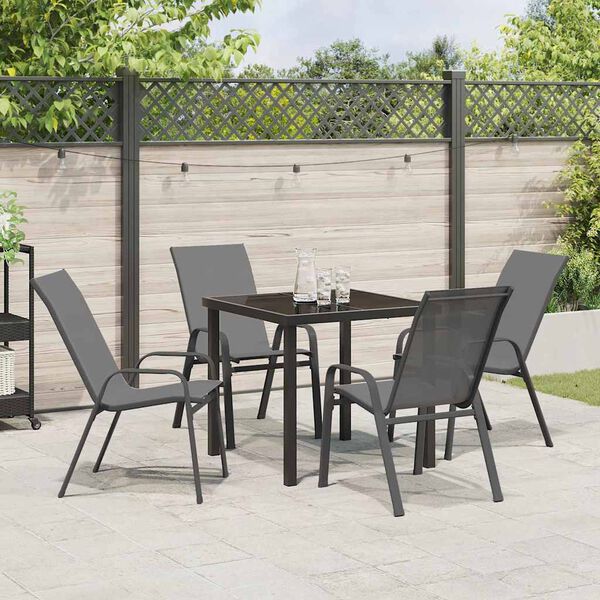 vidaXL Set da Pranzo per Giardino 5 pcs Grigio e Nero