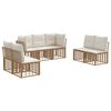 vidaXL Set di divani da esterno con cuscino 7 pcs Naturale Poliestere