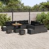 vidaXL Set Divano da Giardino con cuscino 13 pcs Nero polyrattan