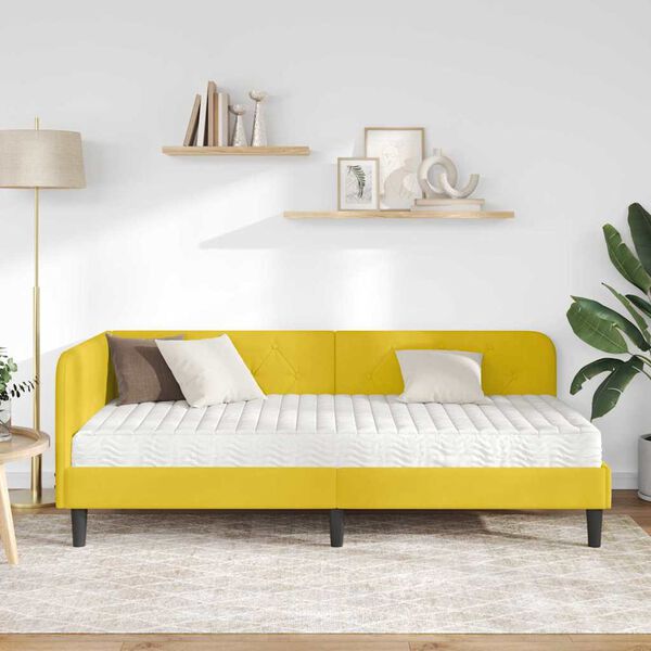 vidaXL Cornice del letto ad angolo Giallo 90 x 200 cm Velluto