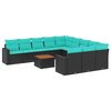 vidaXL Set Divani da Giardino 12pz con Cuscini Nero in Polyrattan