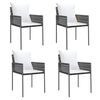 vidaXL Sedie da Giardino con Cuscini 4pz Marroni 54x61x83cm Polyrattan