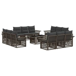 vidaXL Set Divano da Giardino 13 pz Grigio e Grigio Scuro polyrattan