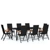 vidaXL Set da Pranzo per Giardino 9 pz con Cuscini Nero