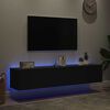 vidaXL Mobili TV a Parete con Luci LED 2pz Neri 80x35x31 cm