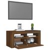vidaXL Mobile Porta TV con Luci LED Rovere Marrone 90x35x40 cm