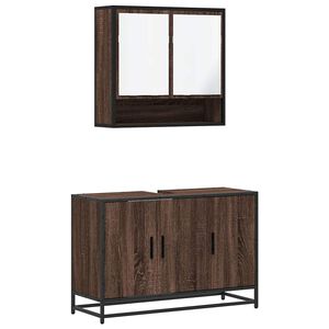 vidaXL Set Mobili da Bagno 2 pz Rovere Marrone in Legno Multistrato