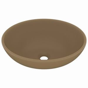 vidaXL Lavandino Lusso Ovale Crema Opaco 40x33 cm in Ceramica