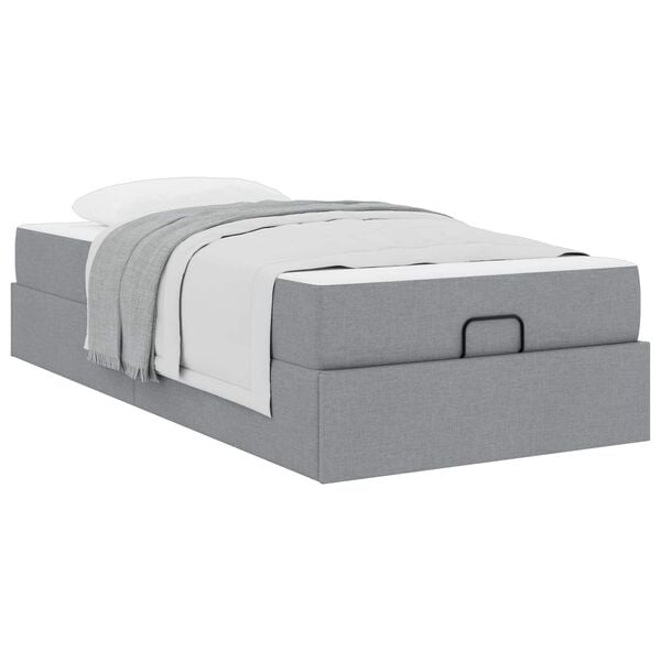 vidaXL Struttura letto con materasso 2 pcs Grigio chiaro Tessuto